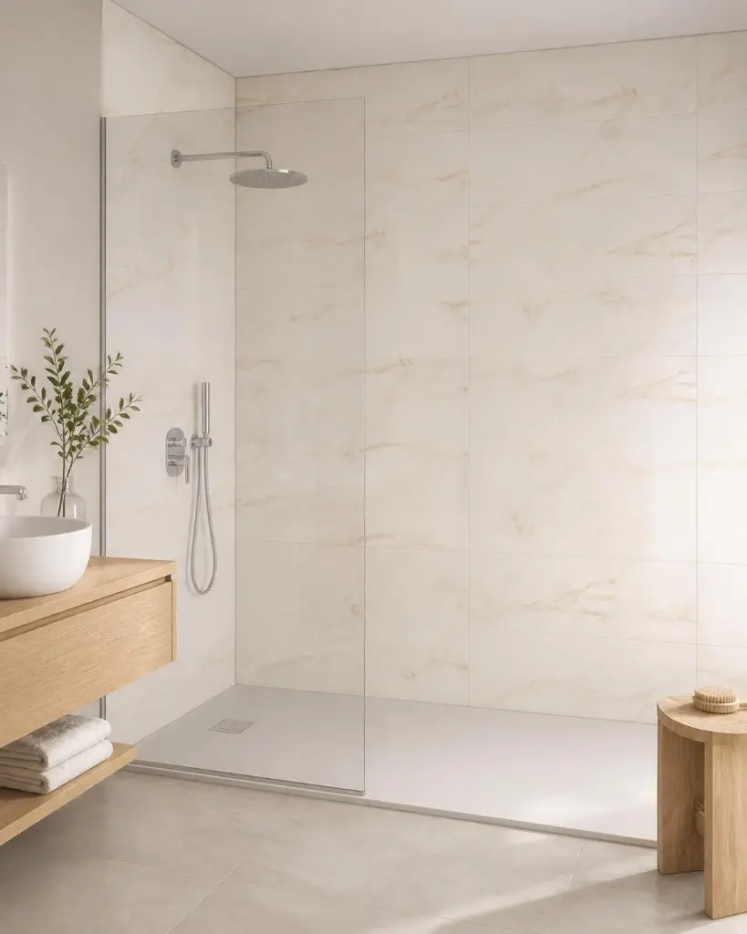 AI Generated Pared Alba Blanco 31 x 60 - ambientación baño moderno