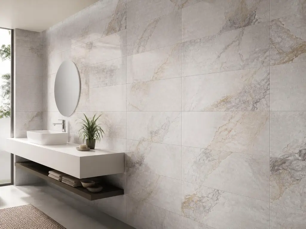 AI Generated Pared Horizon Gris 31 x 60 - baño moderno sin patrón repetido
